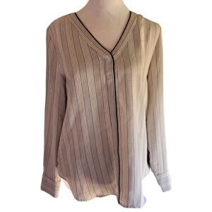ANN TAYLOR Women's Lightweight Pinstripe V-Neck Blouse XS Silky V-Neck 516687